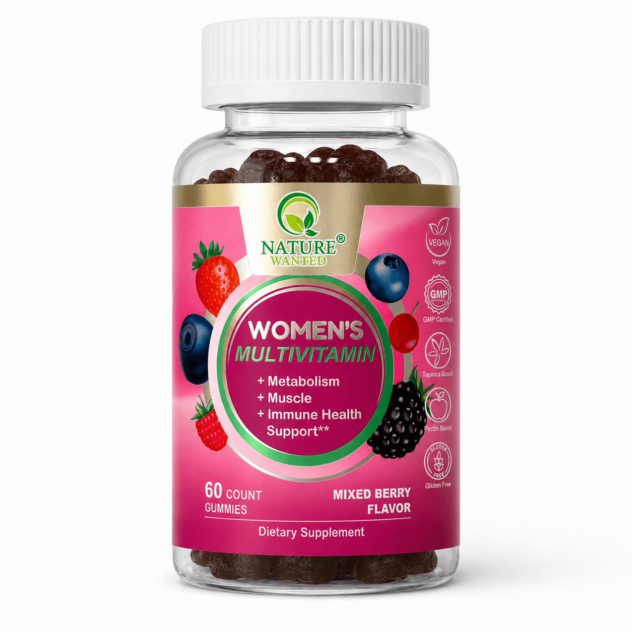 Nature Wanted Women’s multivitamin gummies front of bottle